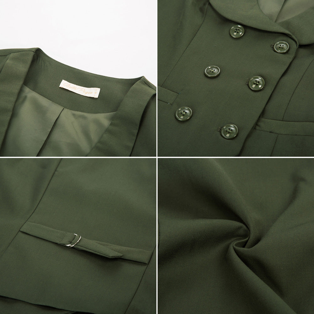 belle poque Double Breasted Waistcoat Vintage Lapel Collar Vest Coat with 2 Pockets