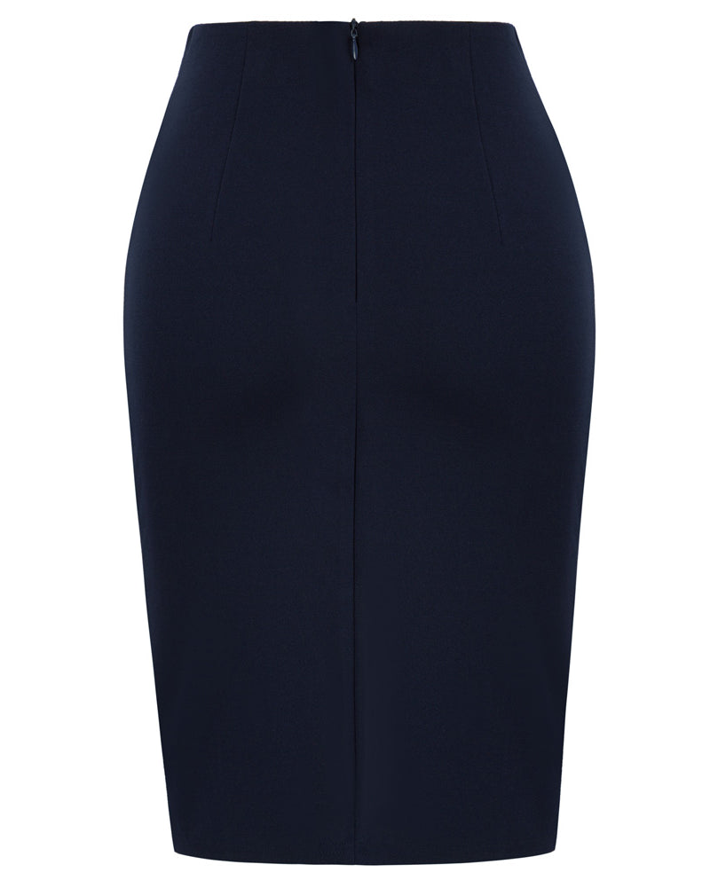 belle poque Seckill Offer⌛Vintage Wrap Front Skirt Elastic High Waist Ruched Bodycon Skirt