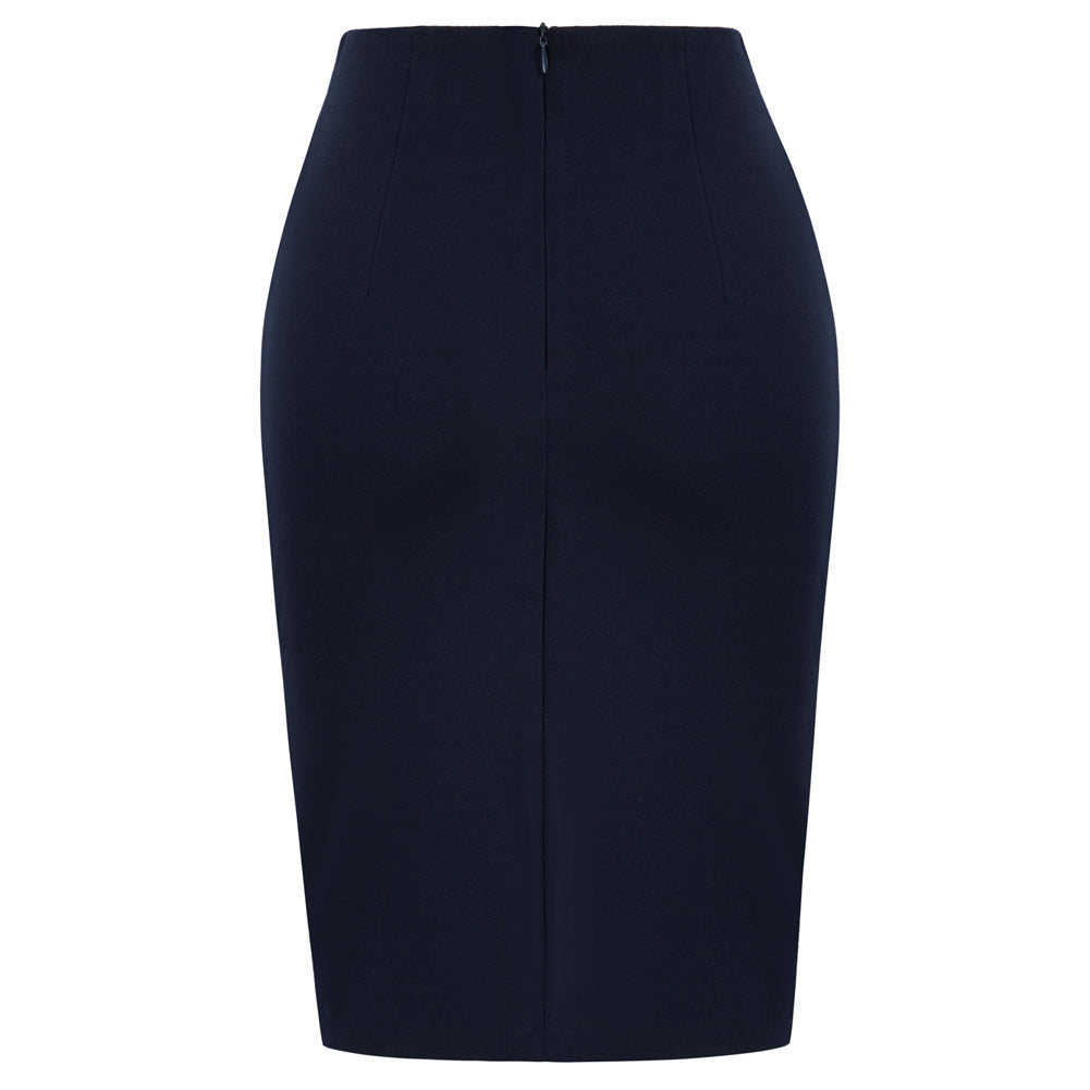 belle poque Seckill Offer⌛Vintage Wrap Front Skirt Elastic High Waist Ruched Bodycon Skirt