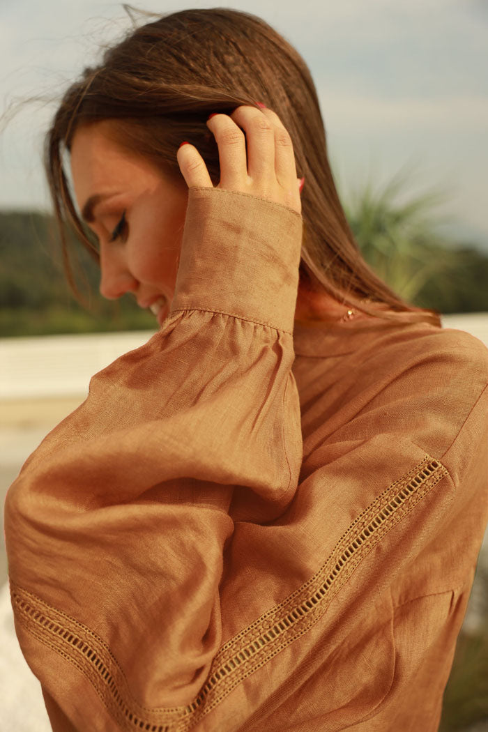 belle poque Frieeah Stand Collar Loose Fit Shirt