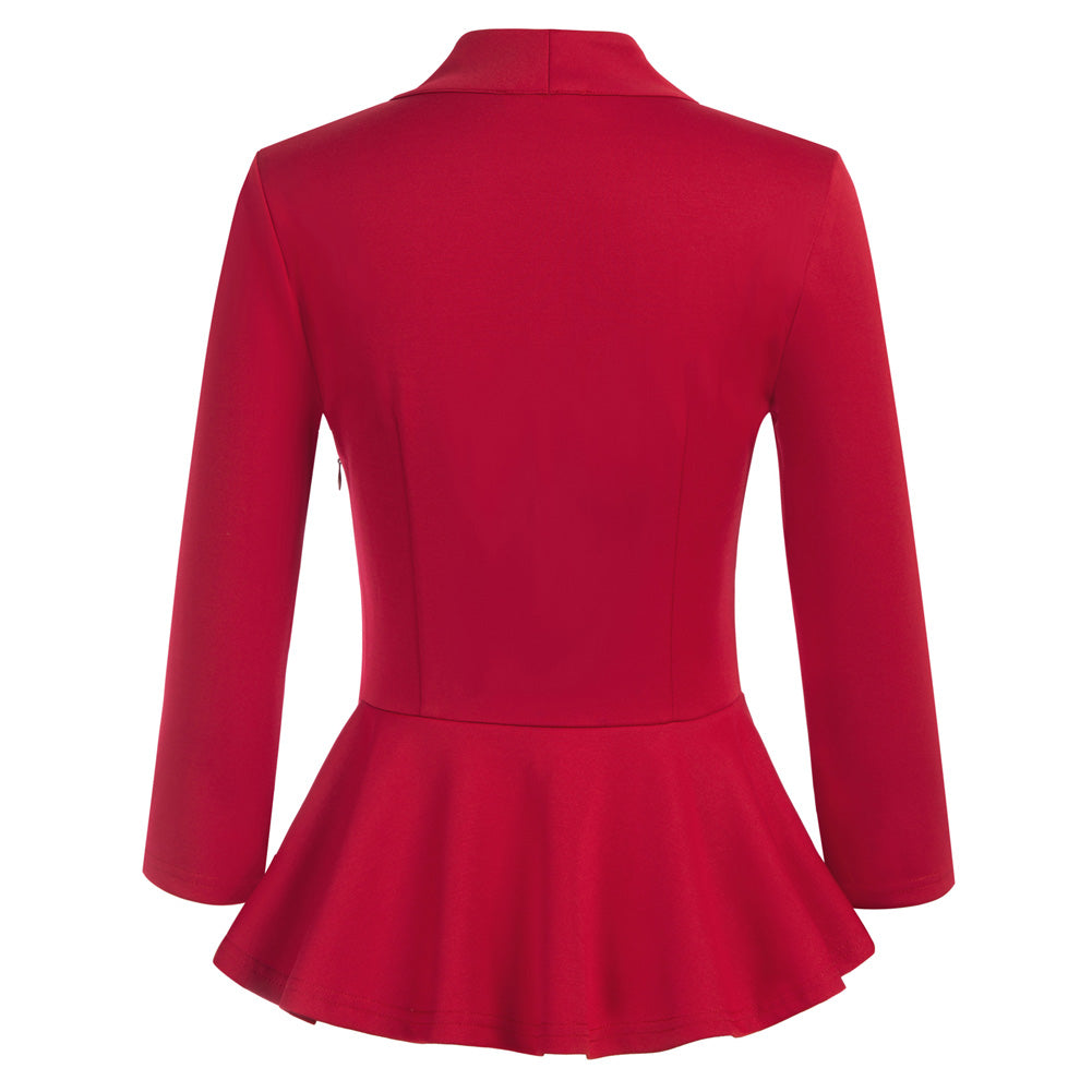 belle poque Seckill Offer⌛Vintage Peplum Hem Tops 3/4 Sleeve V-Neck Ruched Tops