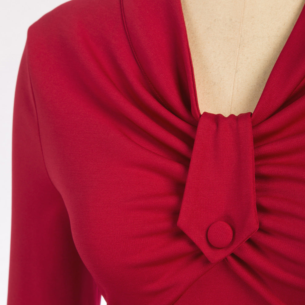 belle poque Seckill Offer⌛Vintage Peplum Hem Tops 3/4 Sleeve V-Neck Ruched Tops