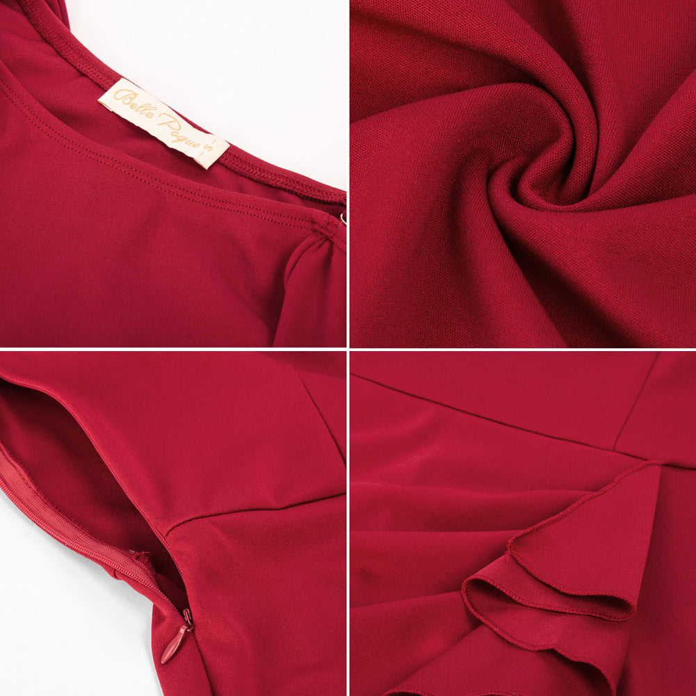 belle poque Women One Shoulder Dress Ruffle Decorated Front Slit Bodycon Dress