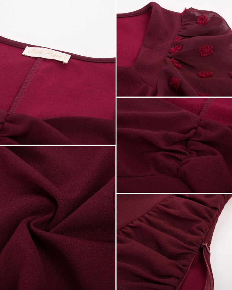 belle poque Seckill Offer⌛Vintage See-Through Patchwork Puffed Long Sleeve V-Neck Blouse