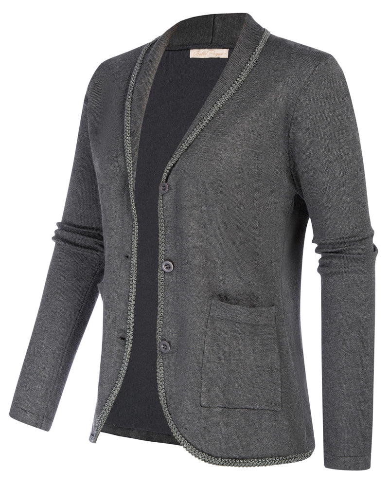 belle poque Vintage Shawl Lapel Cardigan Sweater Long Sleeve Knitted Blazer Coat