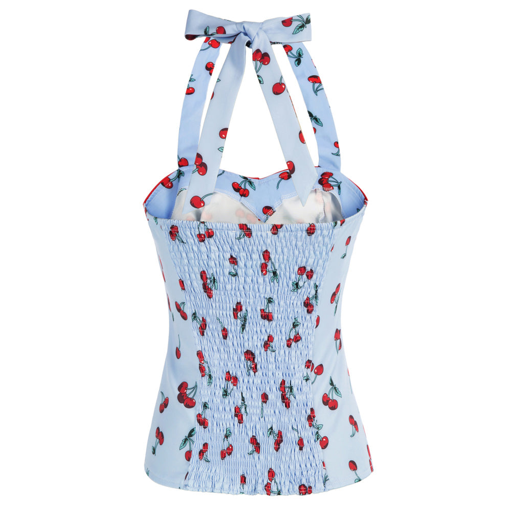 belle poque Women's Cherries Pattern Sleeveless Adjustable Strappy Tank Top 1950s Pin Up Style