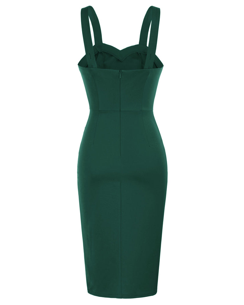 belle poque Ruched Wrap Sweetheart Neck Sleeveless Bodycon Dress⏰Flash Sale