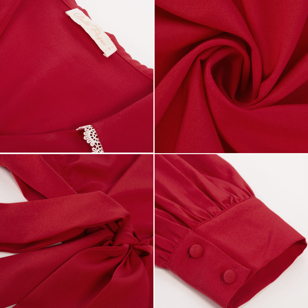 belle poque Seckill Offer⌛Vintage Cropped Shirt Long Lantern Sleeve Lapel V-Neck Button-up Tops