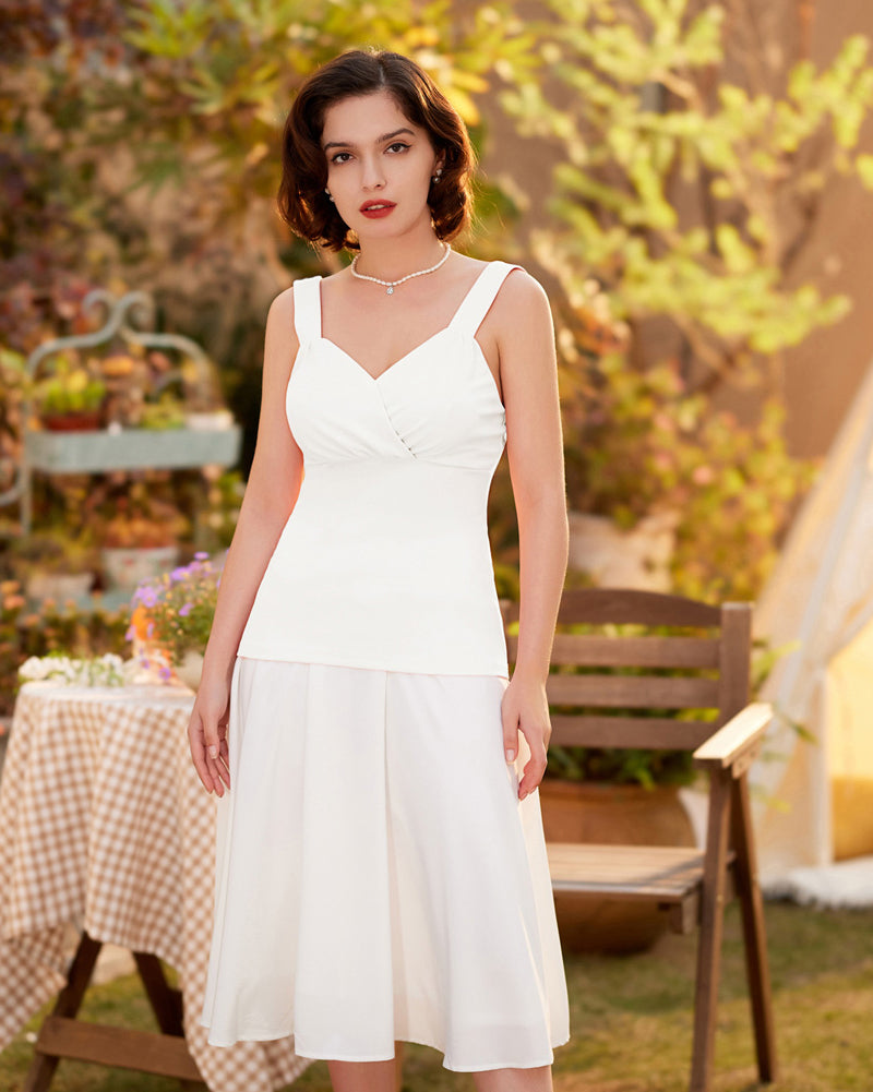 belle poque Seckill Offer⌛Solid Clolor Surplice V-Neck Tops Slim Fit Ruched Bodice Tops