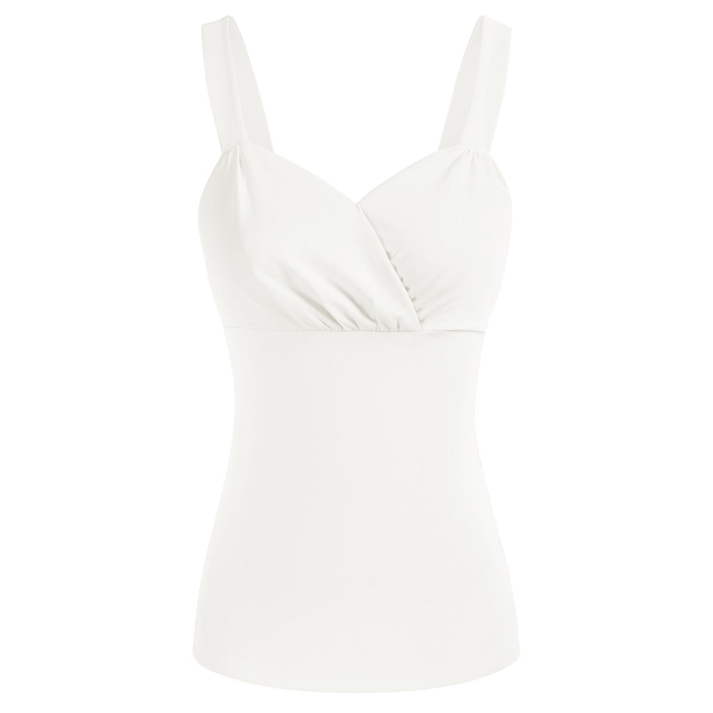 belle poque Seckill Offer⌛Solid Clolor Surplice V-Neck Tops Slim Fit Ruched Bodice Tops