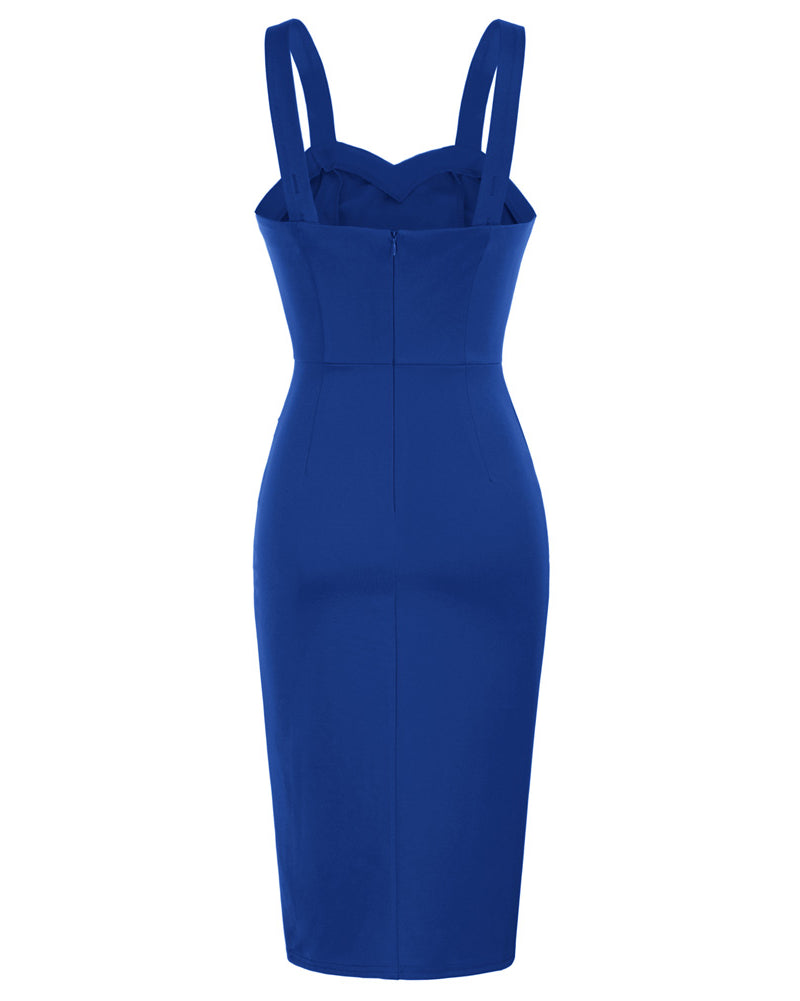 belle poque Ruched Wrap Sweetheart Neck Sleeveless Bodycon Dress⏰Flash Sale