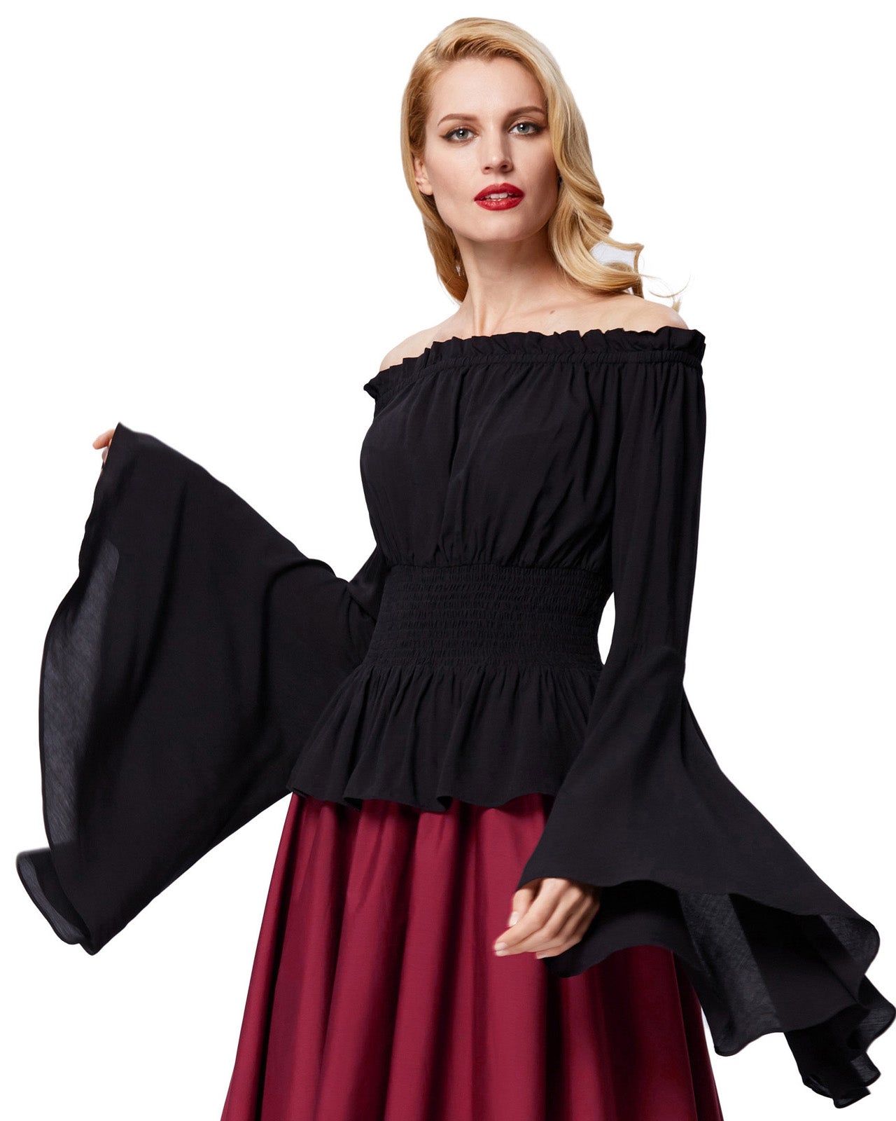 belle poque Vintage Renaissance Medieval Gothic Victorian Bell Sleeves Tops