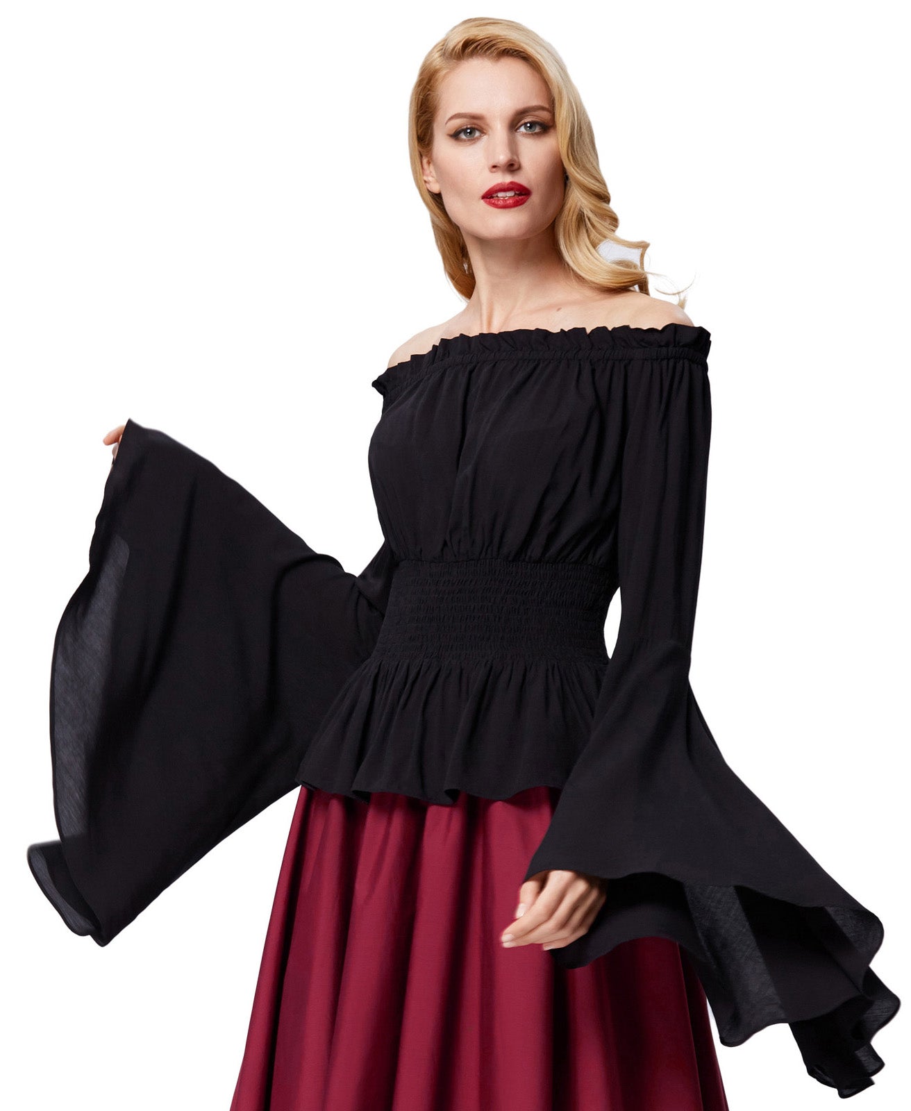 belle poque Vintage Renaissance Medieval Gothic Victorian Bell Sleeves Tops