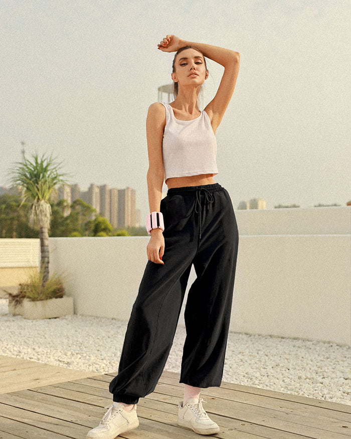 belle poque Frieeah Drawstring Waist Elastic Pants