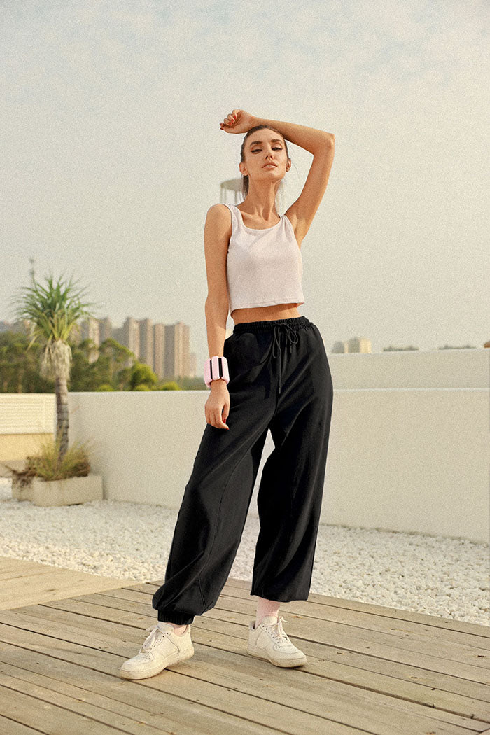 belle poque Frieeah Drawstring Waist Elastic Pants