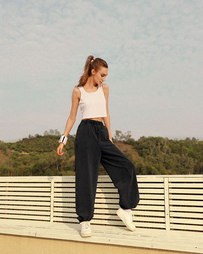 belle poque Frieeah Drawstring Waist Elastic Pants