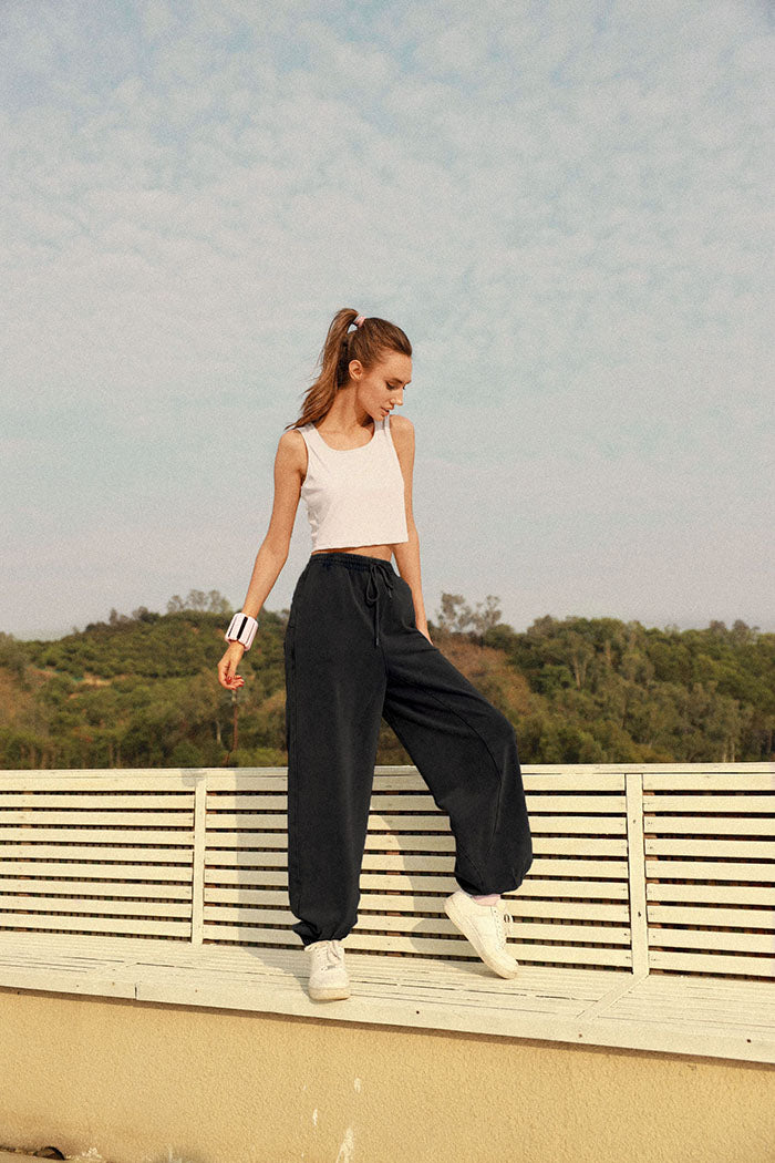 belle poque Frieeah Drawstring Waist Elastic Pants