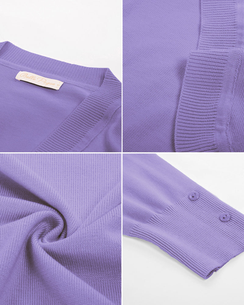 belle poque 3/4 Sleeve Bolero Shrug Open Front Knit Cropped Cardigan Sweater