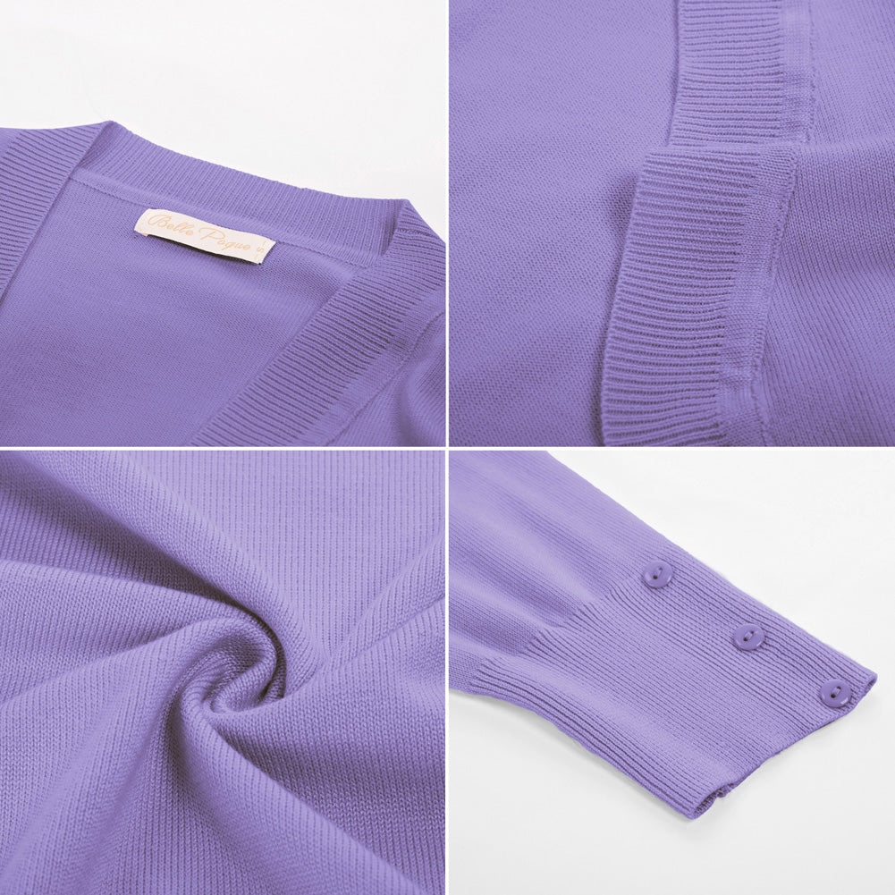 belle poque 3/4 Sleeve Bolero Shrug Open Front Knit Cropped Cardigan Sweater