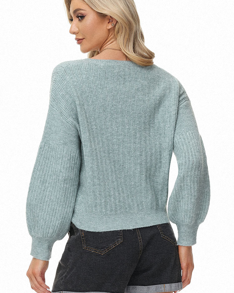 belle poque Frieeah Crew Neck Cardigan Sweater