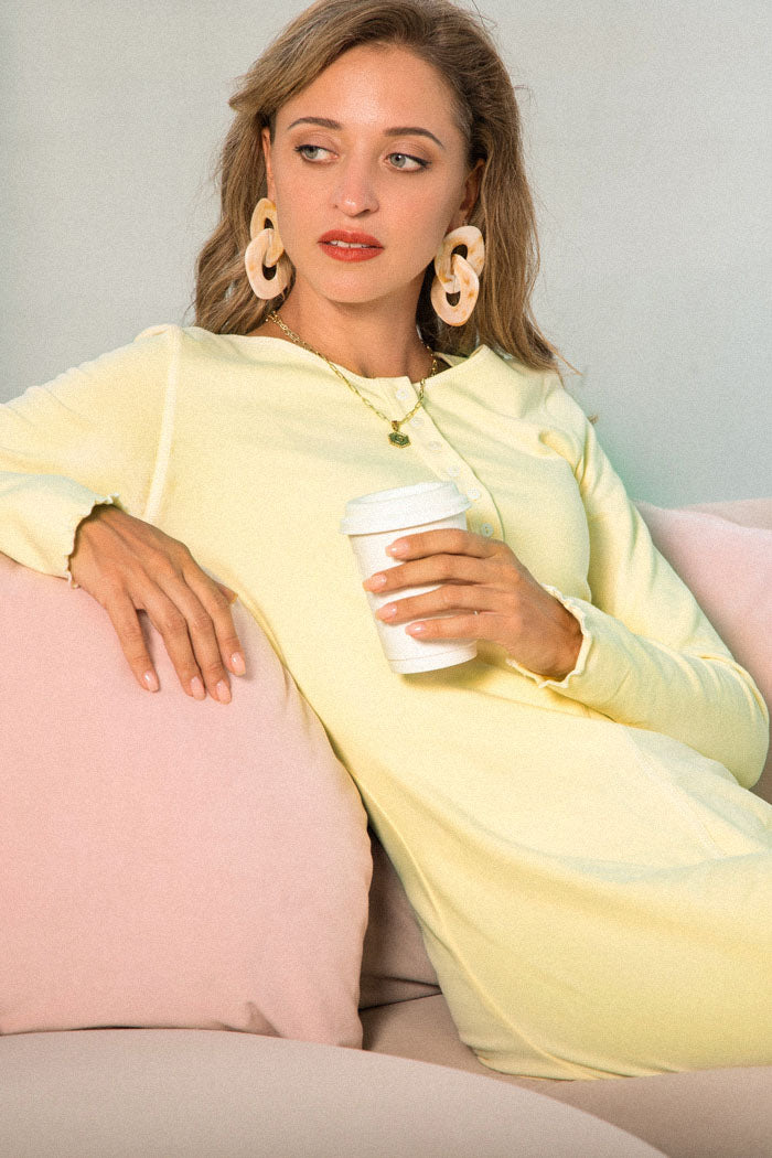 belle poque Frieeah Button-up Hips-wrapped Dress