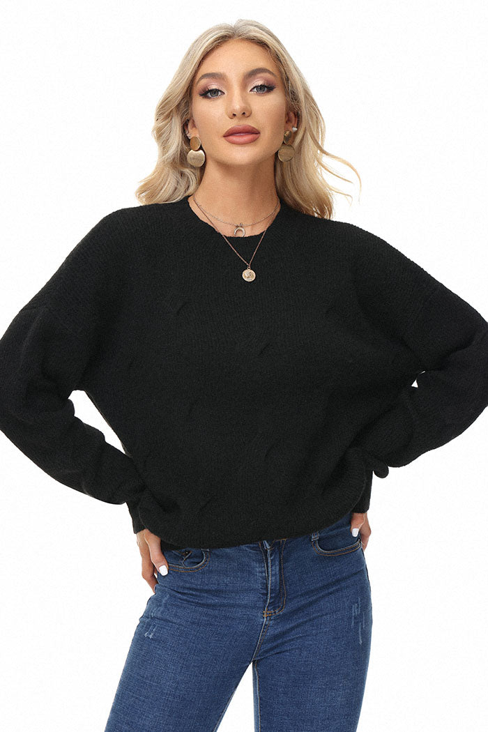 belle poque Frieeah Dropped Shoulder Pullover Sweater Black