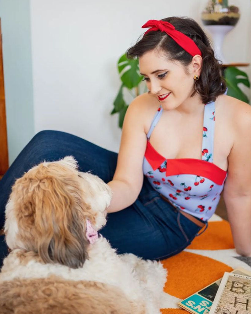 belle poque Women's Cherries Pattern Sleeveless Adjustable Strappy Tank Top 1950s Pin Up Style