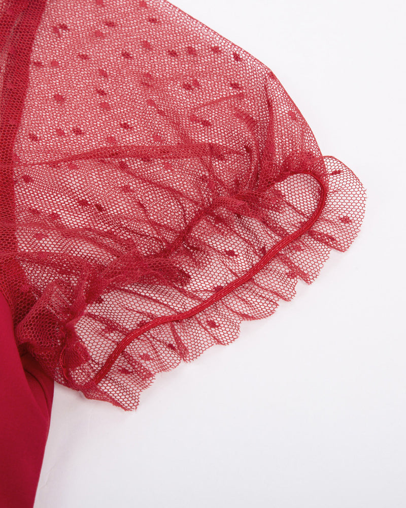 belle poque 1950s Retro Vintage Shirts Polka Dots Mesh Rockabilly Blouse Short Sleeves Tops