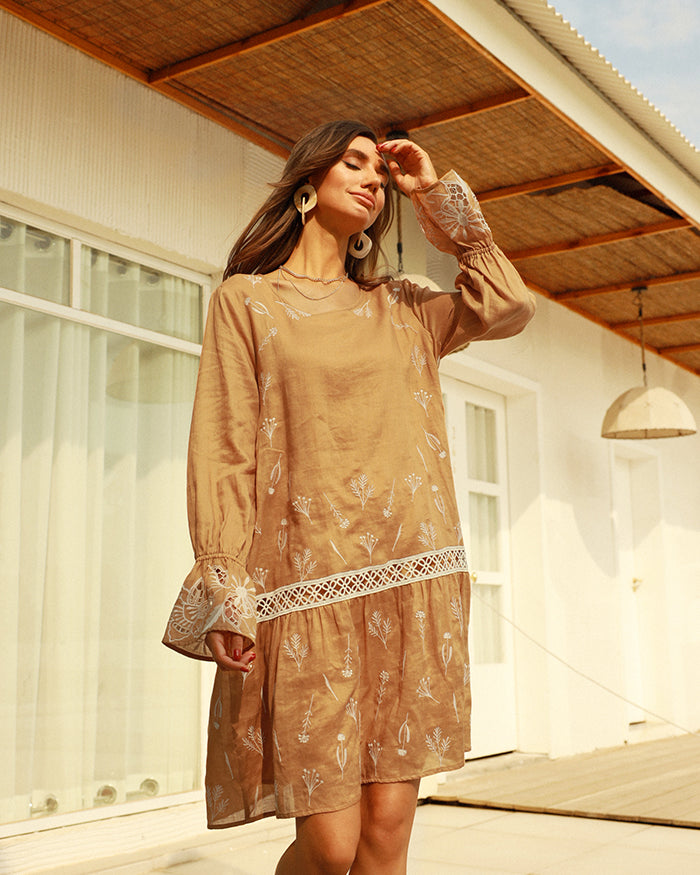 belle poque Frieeah Embroidered A-line Dress