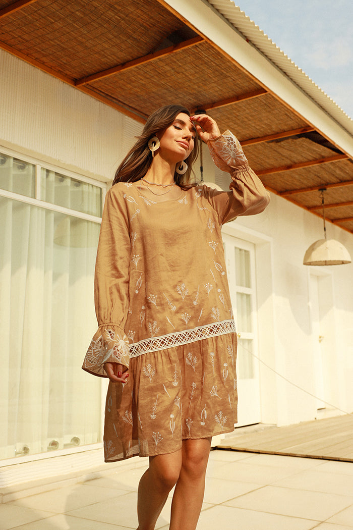 belle poque Frieeah Embroidered A-line Dress