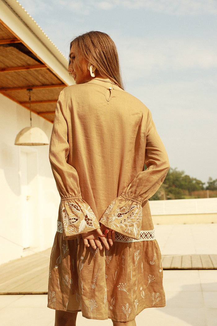 belle poque Frieeah Embroidered A-line Dress