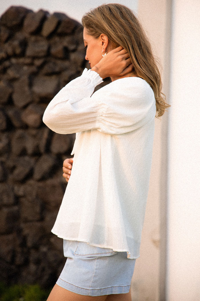 belle poque Frieeah Cotton Hollowed-out Tops