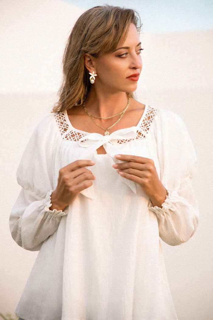 belle poque Frieeah Cotton Hollowed-out Tops