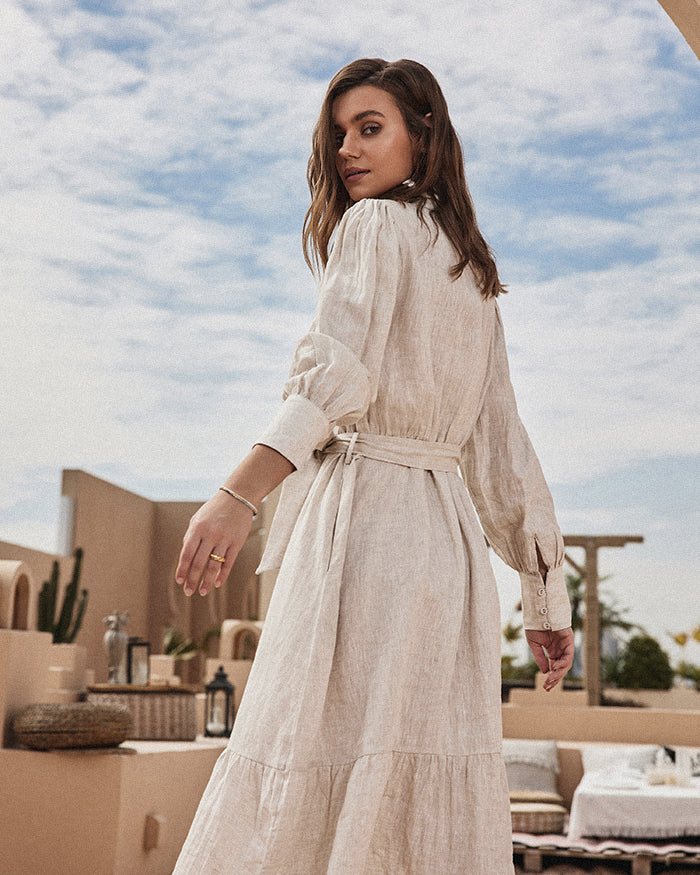 belle poque Frieeah Linen Shirt A-Line Dress
