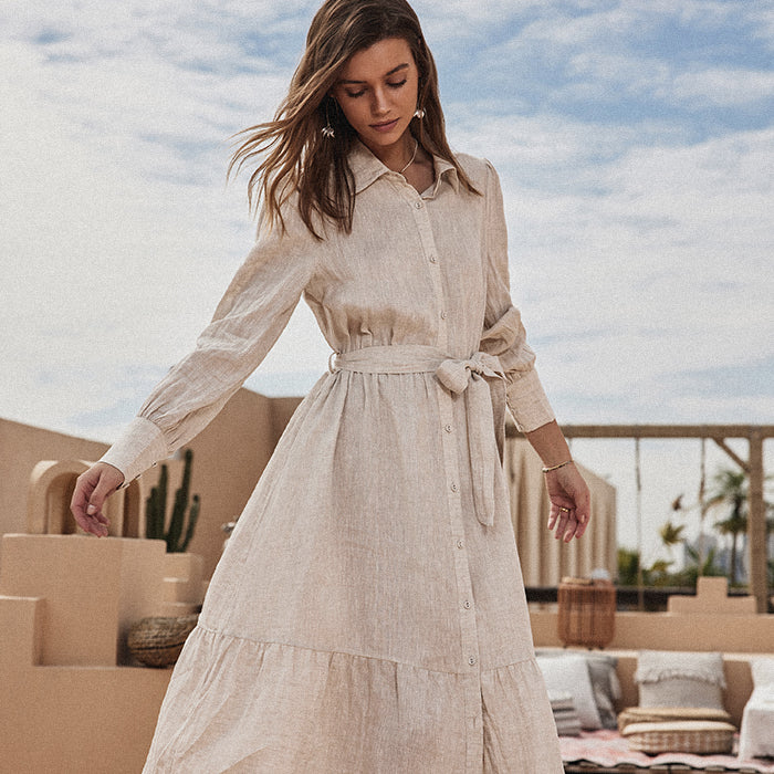 belle poque Frieeah Linen Shirt A-Line Dress Linen