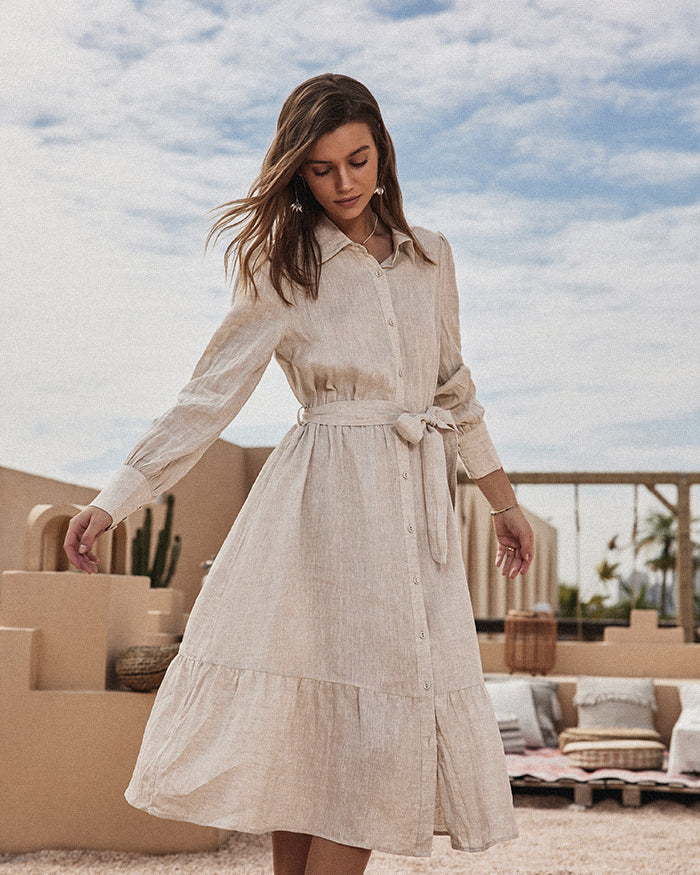 belle poque Frieeah Linen Shirt A-Line Dress Linen