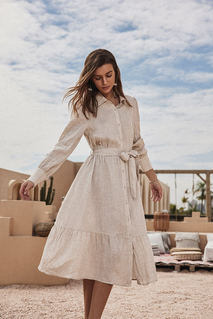 belle poque Frieeah Linen Shirt A-Line Dress Linen