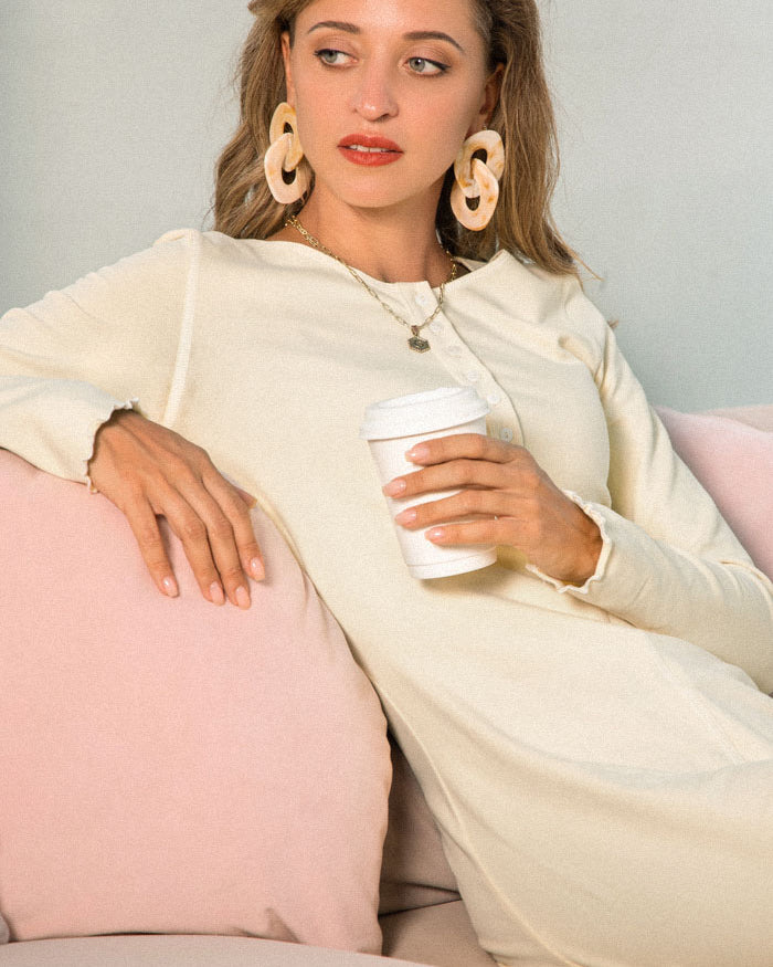 belle poque Frieeah Button-up Hips-wrapped Dress