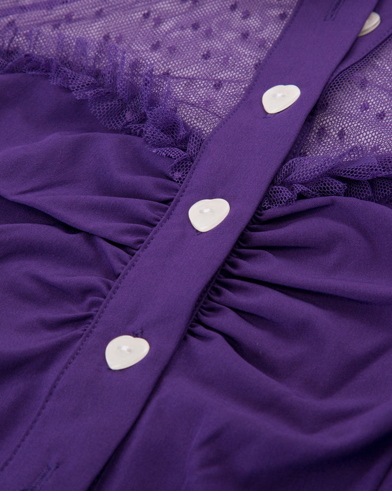 belle poque 1950s Retro Vintage Shirts Polka Dots Mesh Rockabilly Blouse Short Sleeves Tops