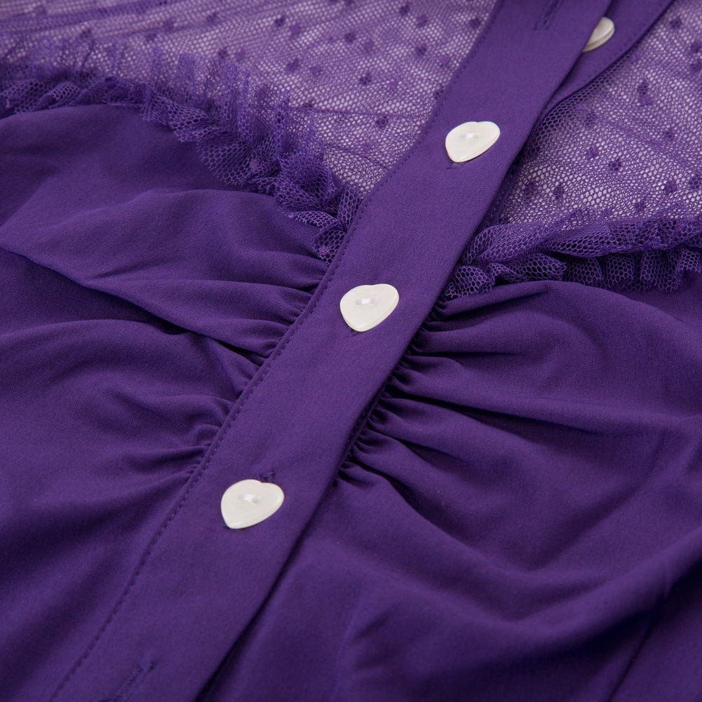 belle poque 1950s Retro Vintage Shirts Polka Dots Mesh Rockabilly Blouse Short Sleeves Tops