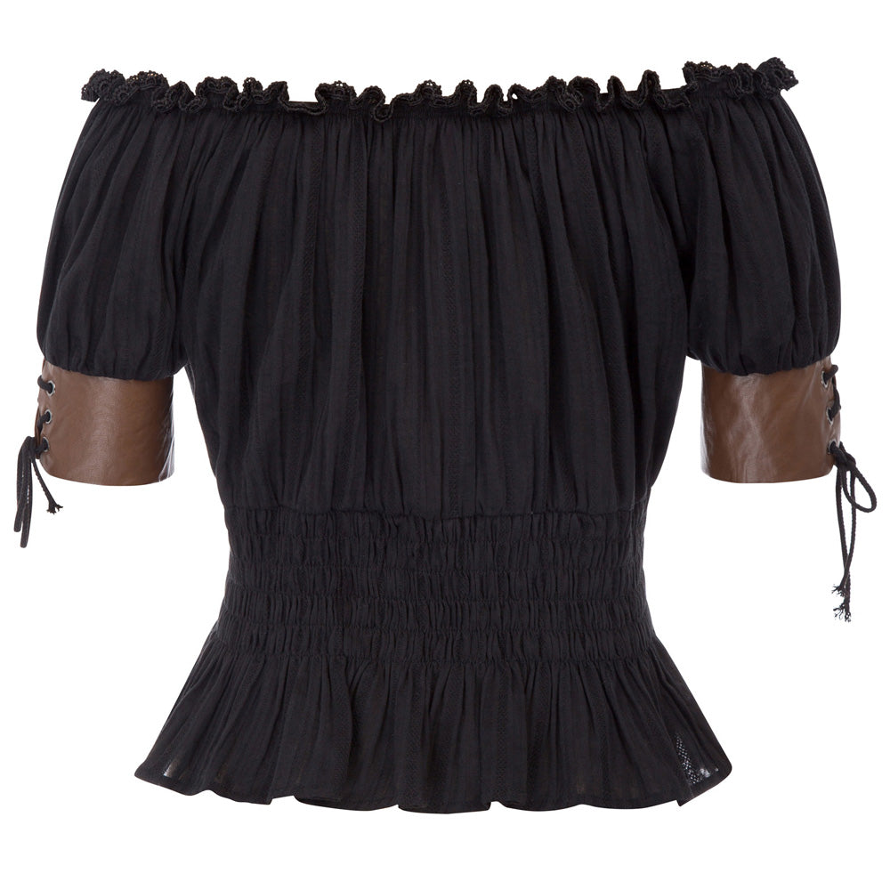 belle poque Steampunk Victorian Half Sleeve Boho Off Shoulder Pirate Tops