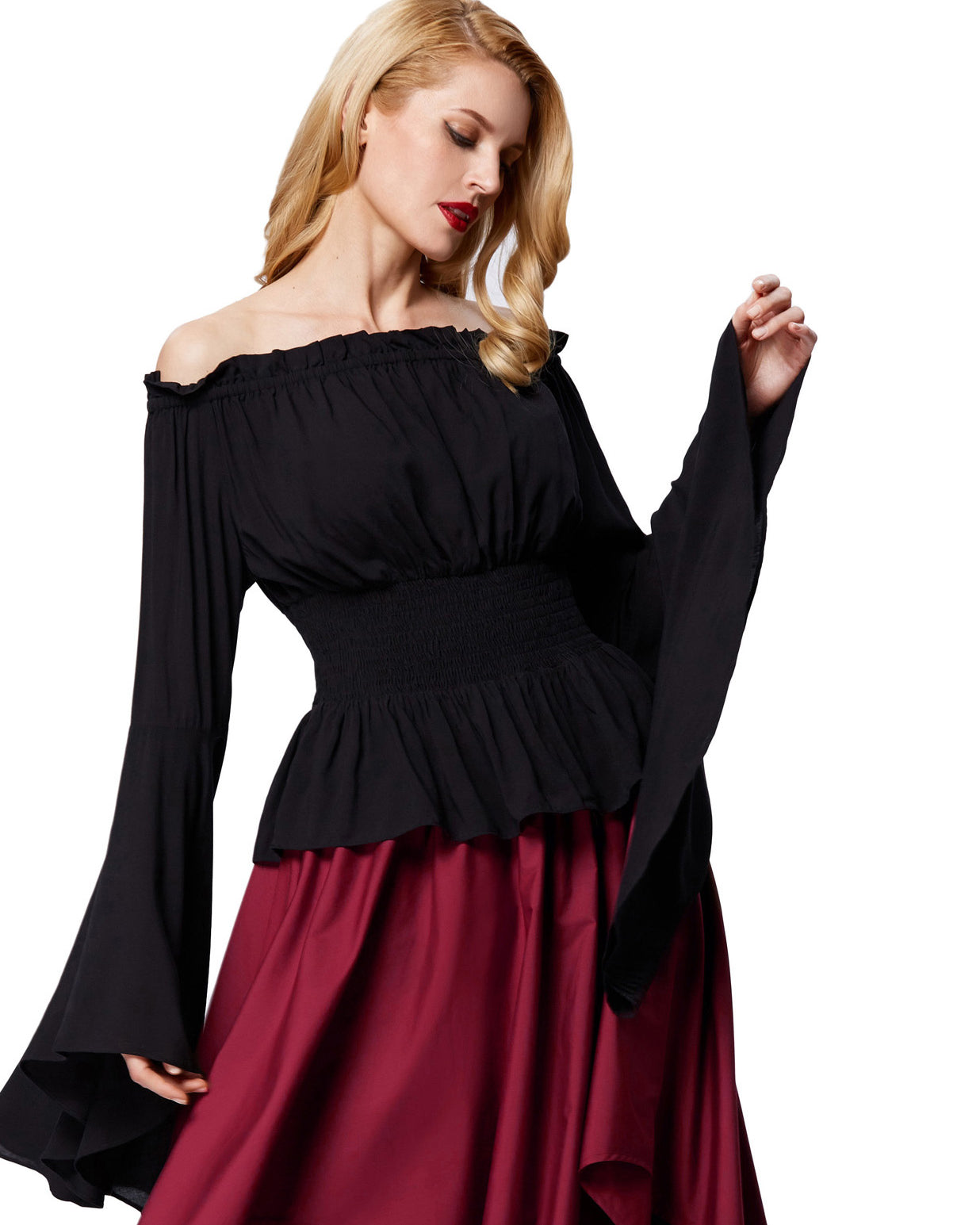 belle poque Vintage Renaissance Medieval Gothic Victorian Bell Sleeves Tops