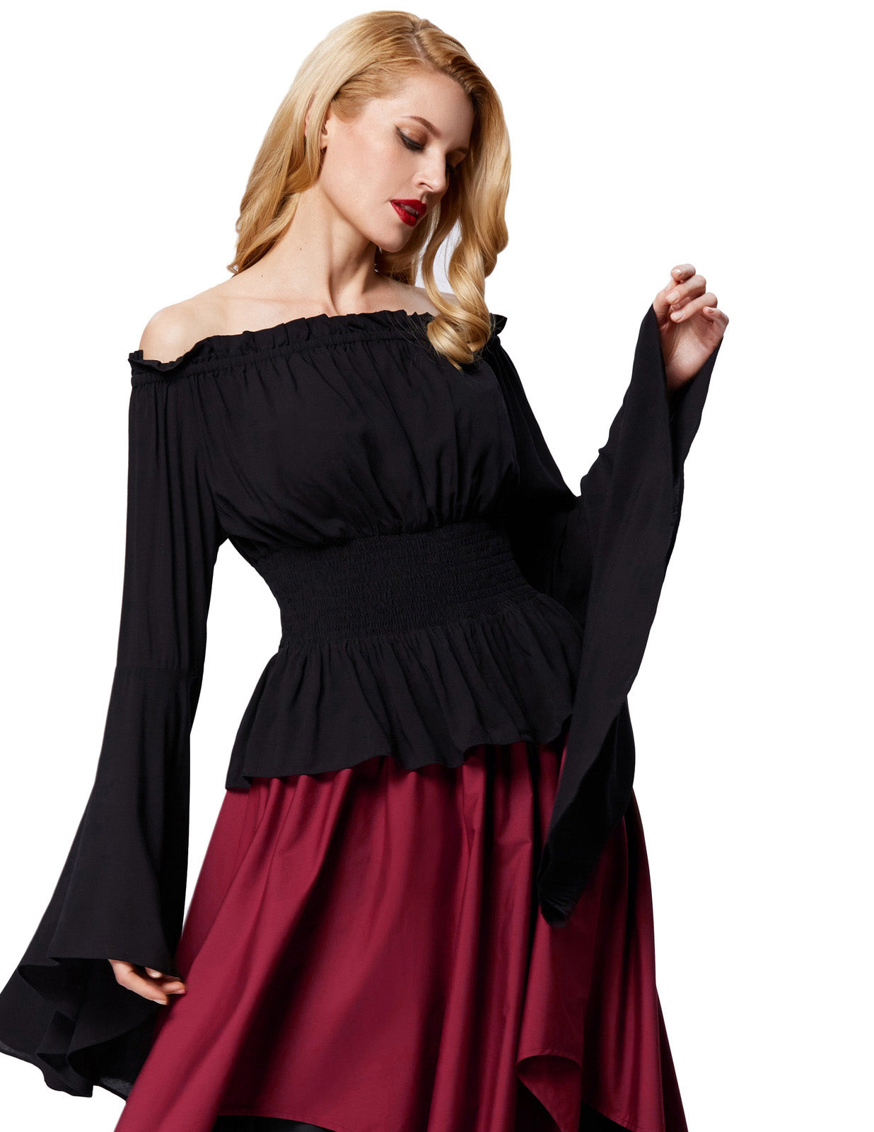 belle poque Vintage Renaissance Medieval Gothic Victorian Bell Sleeves Tops