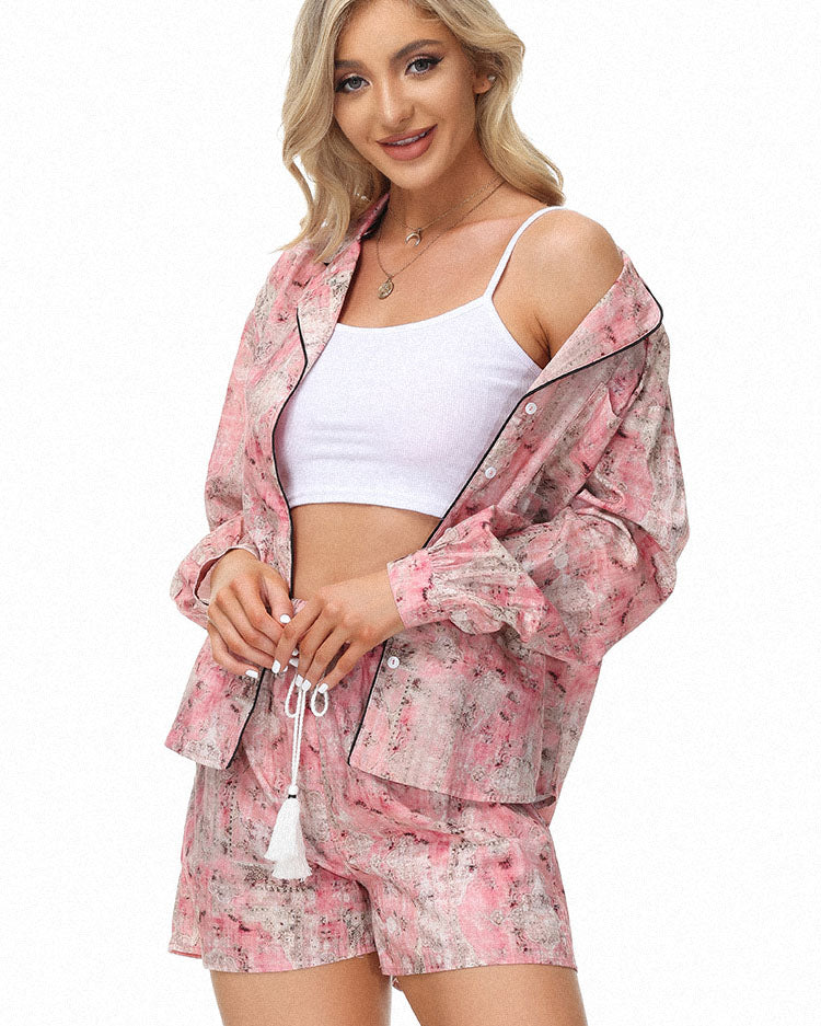 belle poque Frieeah Floral Printed Rose Fiber Pajamas