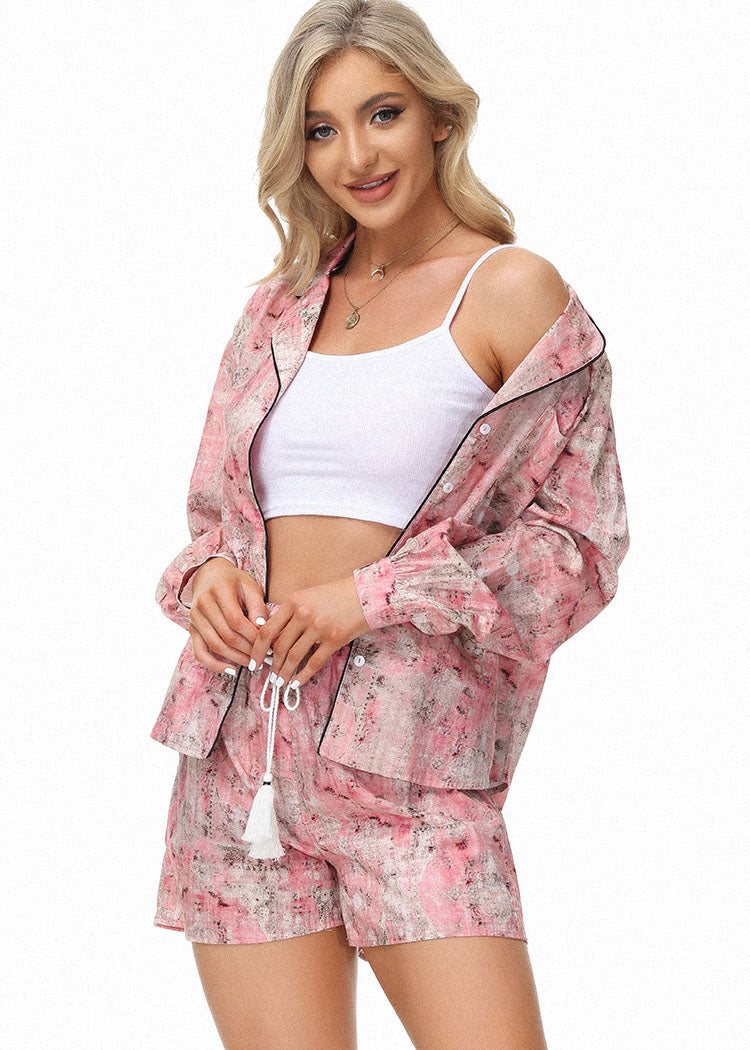 belle poque Frieeah Floral Printed Rose Fiber Pajamas
