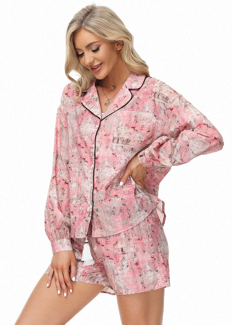 belle poque Frieeah Floral Printed Rose Fiber Pajamas