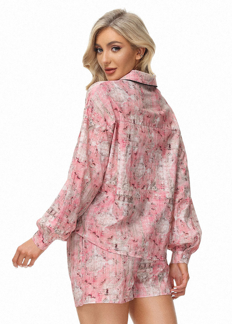 belle poque Frieeah Floral Printed Rose Fiber Pajamas