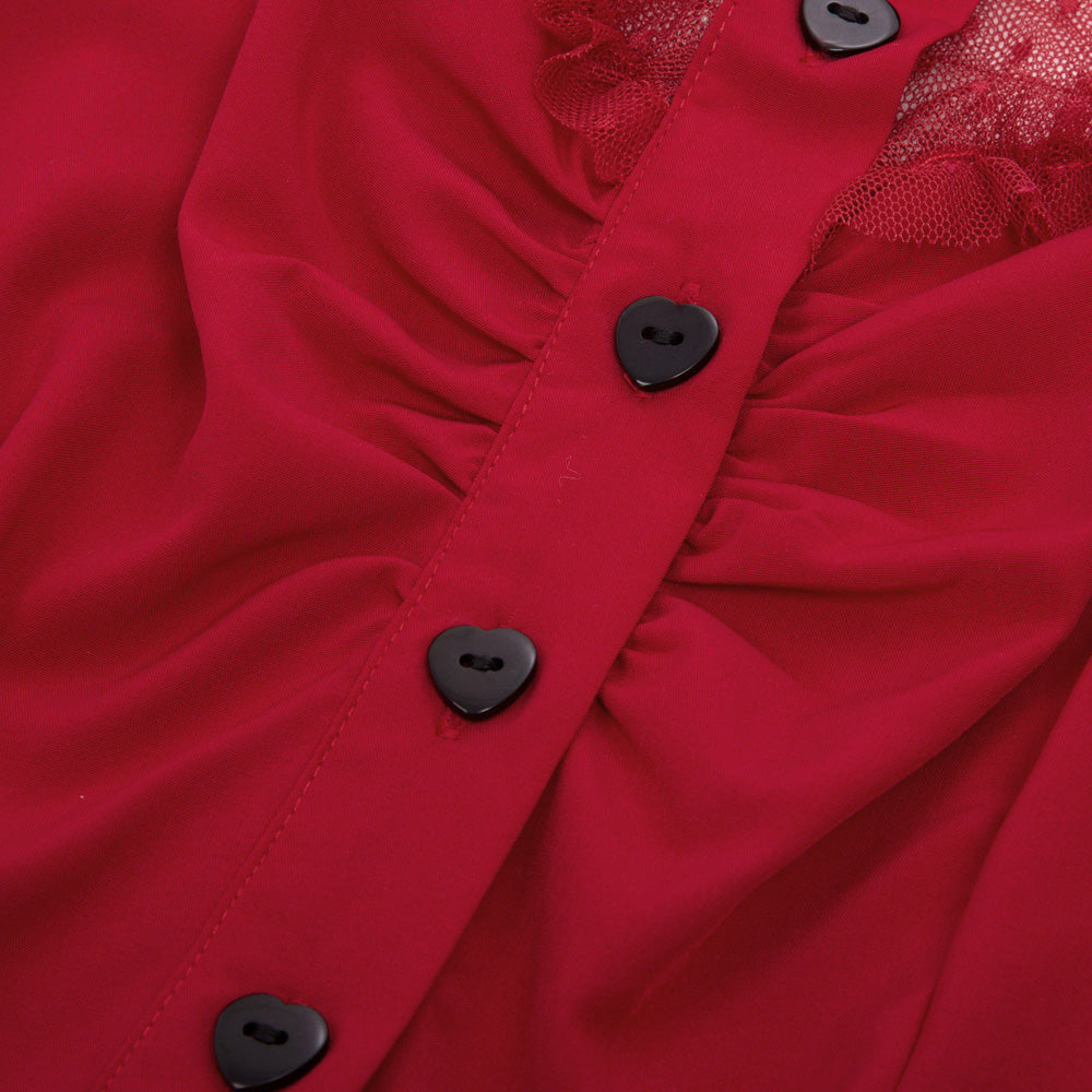 belle poque 1950s Retro Vintage Shirts Polka Dots Mesh Rockabilly Blouse Short Sleeves Tops