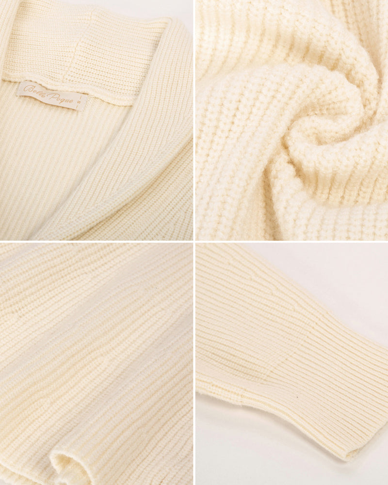 belle poque Belle Poque Women Vintage Cardigan Sweater Shawl Lapel Button Down Sweater Outwear Coat
