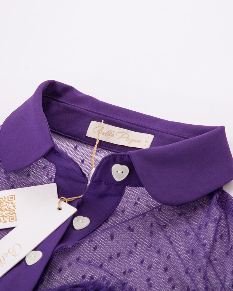 belle poque 1950s Retro Vintage Shirts Polka Dots Mesh Rockabilly Blouse Short Sleeves Tops